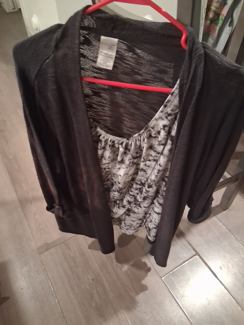 Open-Front Black Sweater Cardigan with Roll Cuffs